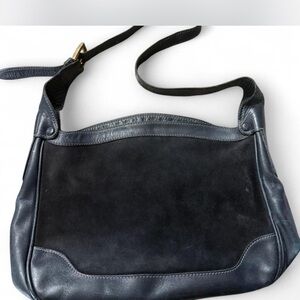Gucci Navy Leather and Suede Shoulder Bag